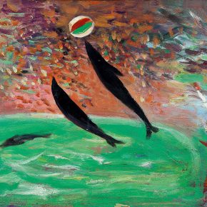 114-qin-xuanfu-dolphins-head-ball-oil-on-canvas-35-x-47-cm-1986