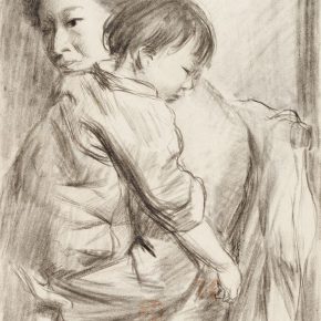 14-qin-xuanfu-mother-and-daughter-paper-drawing-26-x-19-cm-1940