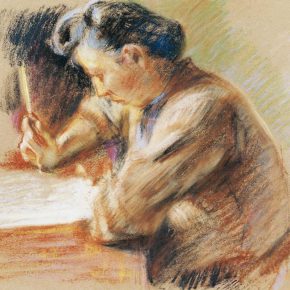 24-qin-xuanfu-under-the-lamp-portrait-of-li-jiazhen-pastel-on-paper-28-x-39-5-cm-1945-in-the-collection-of-cafa-art-museum