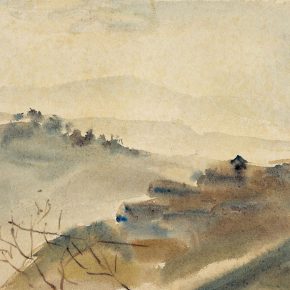 38-qin-xuanfu-fog-in-chongqing-watercolor-on-paper-24-5-x-33-cm-1943