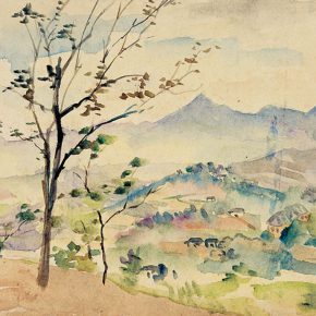 46-qin-xuanfu-overlooking-phoenix-mountain-watercolor-on-paper-24-x-32-cm-1940