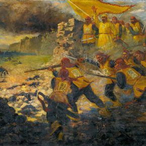 49-qin-xuanfu-tianjing-battle-oil-on-canvas-200-x-600-cm-1958-museum-of-history-of-taiping-heavenly-kingdom-in-nanjing