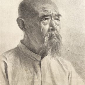 66-qin-xuanfu-the-elderly-with-white-beards-paper-drawing-49-x-37-cm-1955