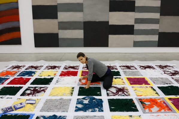 Liliane Tomasko works on the sculpture Untitled(1993-2016). Photo: Sean Scully