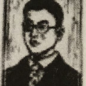 42 Tan Quanshu, Nine Martyrs, 10 × 12 cm, black and white woodcut, five-layer plywood, 1982