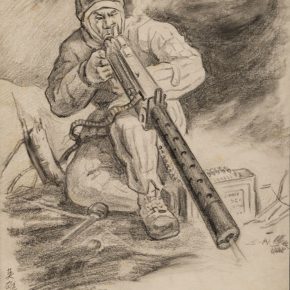03 Wu Biduan, The Hero Warrior, 29 × 22 cm, drawing on paper, 1951, private collection of Wu Biduan