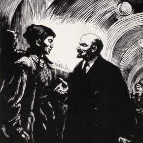 29 Wu Biduan, Lenin and Chinese Volunteer Warrior, 55 × 47 cm, linocut, 1959, in the collection of National Art Museum of China