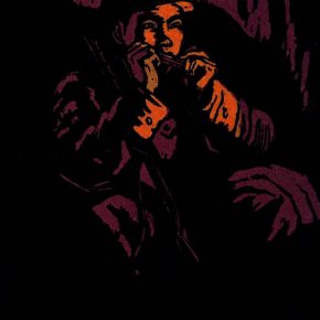39 Wu Biduan, Singing for the Motherland, 23 × 14 cm, chromatic woodcut,1962, in the collection of National Art Museum of China