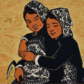 42 Wu Biduan, The Joy of Harvest, 40 × 55 cm, chromatic woodcut, 1979, in the collection of National Art Museum of China