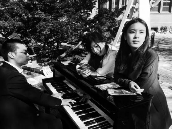 01 The creative team of the “Still”, started from the left pianist Chuhan Zhang, composer Sam Wu, artist Liu Wa 01 The creative team of the “Still”, started from the left pianist Chuhan Zhang, composer Sam Wu, artist Liu Wa