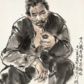 09 Lu Chen, Sketch of a Miner, ink and color on paper, 46 x 39.5 cm, 1978