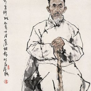 11 Lu Chen, Sketch of a Figure, ink and color on paper, 136 x 69 cm, 1983