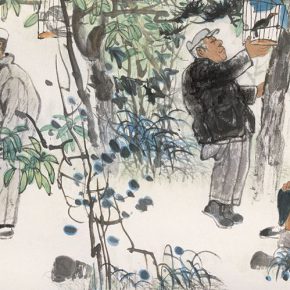 12 Lu Chen, Songbirds, ink and color on paper, 66 x 132 cm, 1990