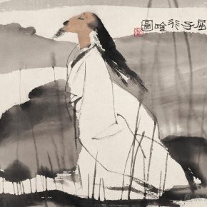 21 Lu Chen, Qu Zi Walked and Recited Poems Figure, ink and color on paper, 45 x 48 cm, 1982