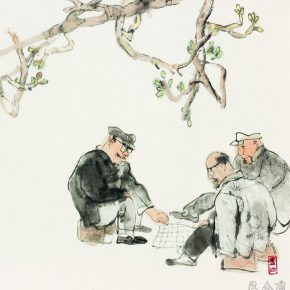 24 Lu Chen, Chess Fans, ink and color on paper, 48 x 45 cm, 1990