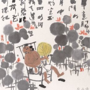 33 Lu Chen, Summer Lotus Figure, ink and color on paper, 48.5 x 45 cm, 1987