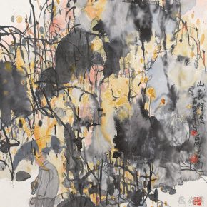 58 Lu Chen, Mountain Flowers Blooming, ink and color on paper, 68.5 x 67.5 cm, 1991