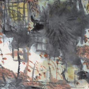 59 Lu Chen, Moon Fascinating, ink and color on paper, 37 x 67.5 cm, 1991