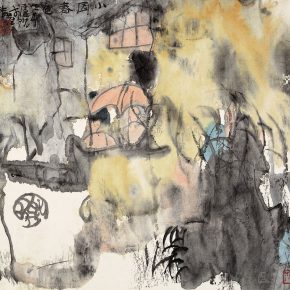 62 Lu Chen, Spring in the Garden, ink and color on paper, 32.5 x 35 cm, 1991