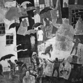 66 Lu Chen, It is Rainy and the Chung Yeung Festival is coming, ink and color on paper, 136 x 136 cm, 1992