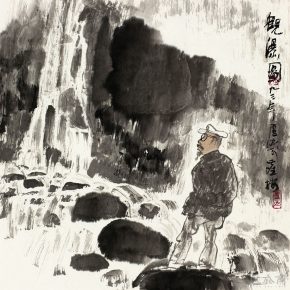 67 Lu Chen, Waterfall, ink and color on paper, 45 x 45 cm, 1993