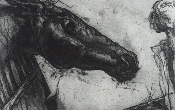 00 featured image of Hou Weiguo, Silence Breaks the Silence of the Stable, copperplate etching, 135x100cm, 2016