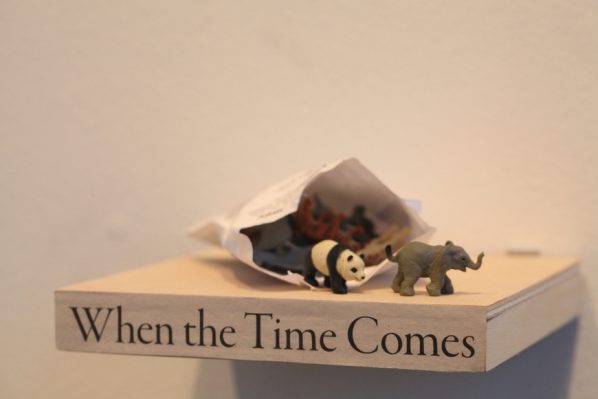 Lam Tung-pang, When the time comes-A group of landscape works from The Curiosity Box, 2013; Newspaper, toys with packing and wooden frame, 6x15x15cm