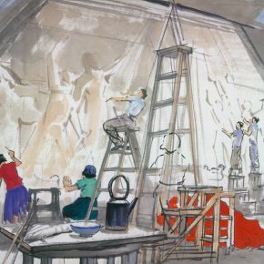 11 Zong Qixiang, A Sculpture Studio, 30 x 42.5 cm, 1955