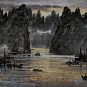 18 Zong Qixiang, Night Sailing at the Three Gorges, 69 x 139 cm, ink and color on paper, 1977