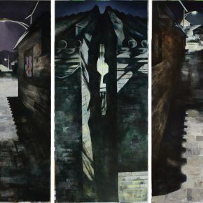 36 Ye Nan, Night of an Ancient Town, oil on canvas, 175 x 80 cm x 3, 2011