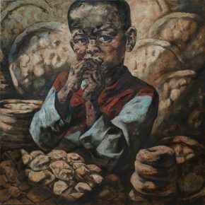87 Ye Nan, Nan Breads, oil on canvas, 180 x 180 cm, 2010