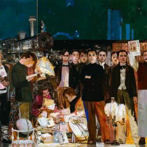 16 Dai Shihe, Dawn of the Oriental – Early Organization of the Communist Party, oil on canvas, 200 x 600 cm, 2011 (the first – 3rd on the left)