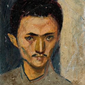 02 Tian Shixin, The Self-Portrait in the 1970s, oil pastel on canvas, 14 × 16.5 cm, 1971