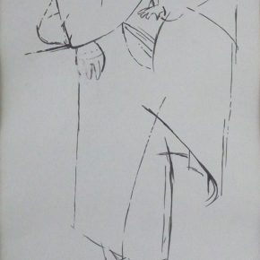 04 Tian Shixin, A Woman Carrying a Child on Her Back No.2, pen on paper, 17 × 28 cm, 1984