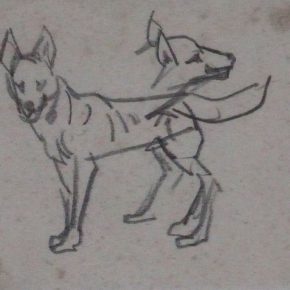 21 Tian Shixin, A Wolfhound, pencil on paper, 14 × 12 cm, 1973
