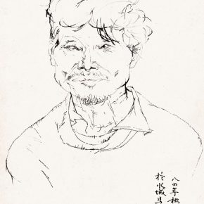 39 Tian Shixin, A Watertown Farmer, pen on paper, 18 × 24 cm, 1984