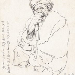 40 Tian Shixin, Sketching in Watertown, pencil on paper, 25 × 25 cm, 1984