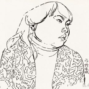 42 Tian Shixin, Sketching in Watertown, pencil on paper, 25 × 25 cm, 1984