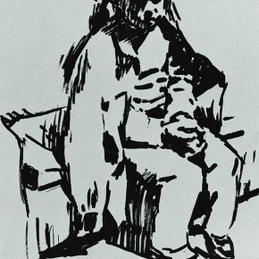 52 Tian Shixin, Portrait of My Little Daughter, pen on paper, 10 × 14 cm, 1986