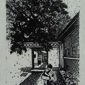 22 Wang Qi, Garden, black and white woodcut, 23.1 × 17 cm, 1959, in the collection of CAFA Art Museum