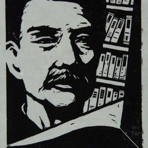 47 Wang Qi, Portrait of Lu Xun, 16.8 × 12 cm, black and white woodcut, 1973, in the collection of CAFA Art Museum