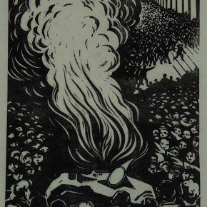 53 Wang Qi, Long Live the People No.4 Angry Flame, black and white woodcut, 48.8 × 31 cm, 1978, in the collection of CAFA Art Museum