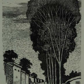 61 Wang Qi, Forest Road, black and white woodcut, 45.3 × 30.5 cm, 1979, in the collection of CAFA Art Museum