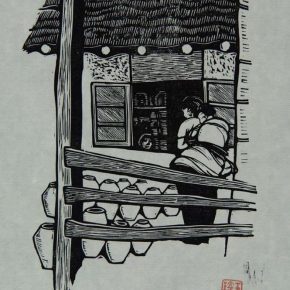 62 Wang Qi, People from Yanbian, black and white woodcut, 16.8 × 11.1 cm, 1979, in the collection of CAFA Art Museum