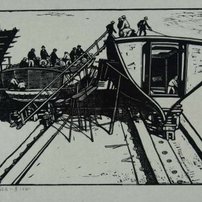 64 Wang Qi, Landscape of Slipway, black and white woodcut, 28.2 × 43 cm, 1980, in the collection of CAFA Art Museum