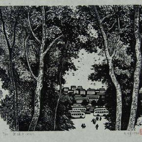 67 Wang Qi, New City, black and white woodcut, 21 × 27.3 cm, 1982, in the collection of CAFA Art Museum