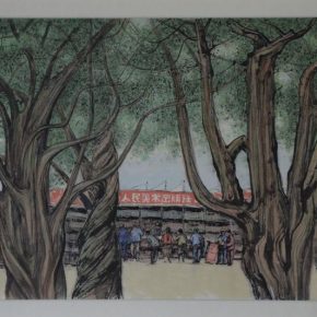 91 Wang Qi, Book Fair in the Park, ink and color on paper, 69.5 × 138 cm, 2001, in the collection of Wang Qi Art Museum