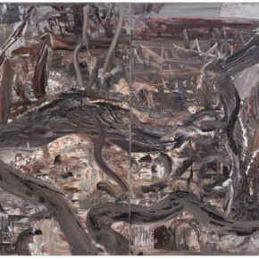 25 Liu Shangying, Populus Diversifolias and Sand No.14, oil on canvas, 160 x 480 cm, 2015