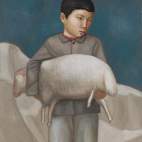 09 Duan Jianwei, Holding a Sheep, oil on canvas, 100 x 80 cm, 2014