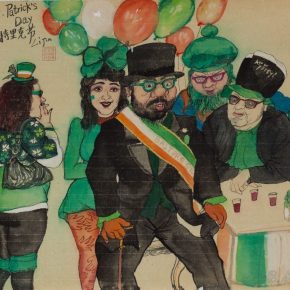 18 Li Jin, The St. Patrick’s Day No.1, ink and color on paper, 43.3 x 37.5 cm, 2017